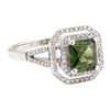 Image 1 : 2.42 ctw Princess Brilliant Green Zircon And Round Brilliant Cut Diamond Ring -