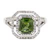 Image 2 : 2.42 ctw Princess Brilliant Green Zircon And Round Brilliant Cut Diamond Ring -