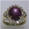 Image 4 : 14K Two Tone Gold 11.60 ctw Cabochon Star Ruby & Champagne Diamond Cocktail Ring