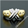 Image 2 : New 14kt Two Tone Gold Burnish Round Diamond Dual Finish "X" Band Ring