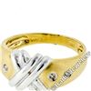 Image 8 : New 14kt Two Tone Gold Burnish Round Diamond Dual Finish "X" Band Ring