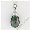 Image 6 : 18kt White Gold Tahitian Black Pearl and 0.60 ctw Diamond Pendant Necklace