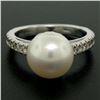 Image 2 : 14k White Gold 10.6mm Akoya Pearl Ring w/ 0.54 ctw F VS Round Diamond Accents