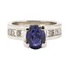 Image 2 : 3.01 ctw Blue Sapphire And Diamond Ring - Platinum