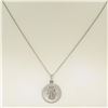 Image 3 : 14K White Gold 0.18 ctw Diamond Hand of Fatima Hamsa Hand Disk Pendant w/16" Cha