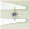 Image 8 : NEW Petite 14K Yellow Gold 0.50 ctw Oval Cut Tanzanite Ring w/ Round Diamond Hal