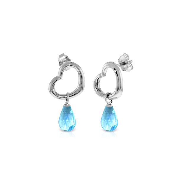 Genuine 4.5 ctw Blue Topaz Earrings 14KT White Gold - REF-42K6V