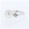 Natural 11.32 CTW Pearl & Diamond Ring 18K White Gold - REF-66Y6N