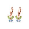 Genuine 1.24 ctw Peridot & Blue Topaz Earrings 14KT Rose Gold - REF-38Z2N