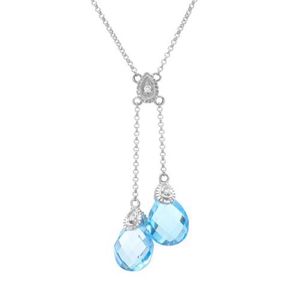 Natural 5.56 CTW Topaz & Diamond Necklace 14K White Gold - REF-39Y6N