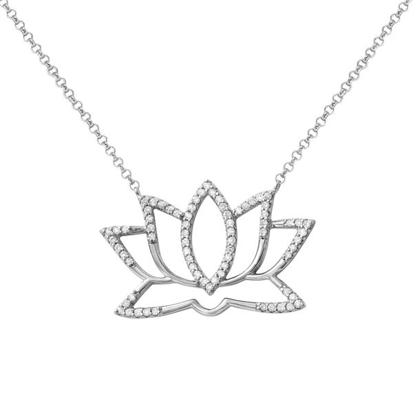 Natural 0.25 CTW Diamond Necklace 14K White Gold - REF-58M5F