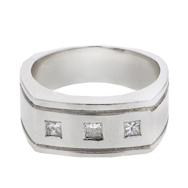 Natural 0.29 CTW Princess Diamond Ring W=9MM 14K Gold - REF-92H7W