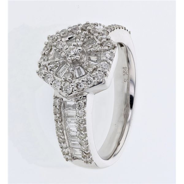 Natural 1.15 CTW Diamond Ring 18K White Gold - REF-196Y2N