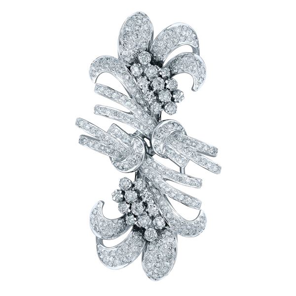 Natural 2.64 CTW Diamond & Brooch 18K White Gold - REF-316R8K
