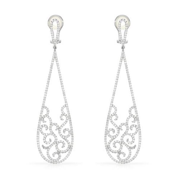 Natural 4.22 CTW Diamond Earrings 14K White Gold - REF-554M4F