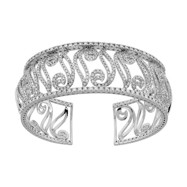 Natural 4.74 CTW Diamond Bangle 14K White Gold - REF-611Y3N