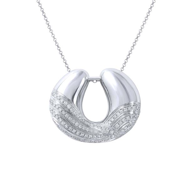 Natural 0.54 CTW Diamond Necklace 14K White Gold - REF-89H3W
