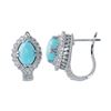 Image 1 : Natural 4.76 CTW Turquoise & Diamond Earrings 14K White Gold - REF-112H5W
