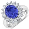 Image 1 : Natural 4.54 CTW Tanzanite & Diamond Ring 14K White Gold - REF-157K5W