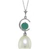 Genuine 4.5 ctw Pearl & Emerald Necklace 14KT White Gold - REF-22Z2N