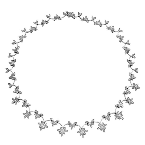 Natural 4.57 CTW Diamond Necklace 18K White Gold - REF-531M9F