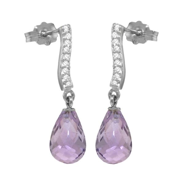 Genuine 4.78 ctw Amethyst & Diamond Earrings 14KT White Gold - REF-46A2K
