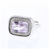 Image 1 : Natural 5.63 CTW Amethyst & Diamond Ring 18K White Gold - REF-126X9T