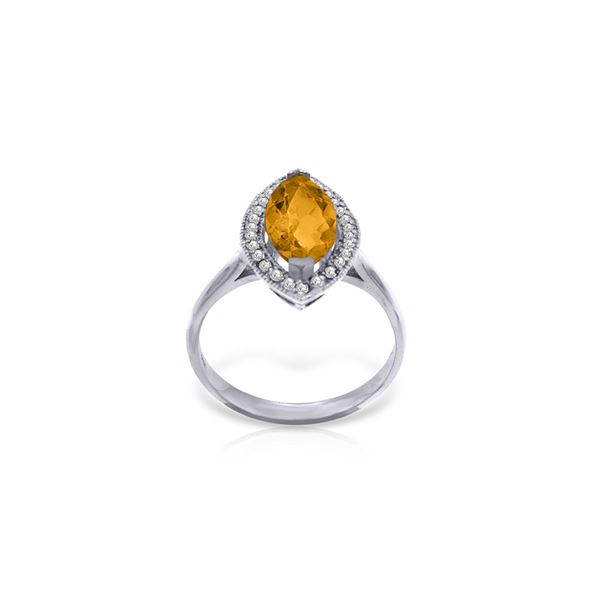 Genuine 1.80 ctw Citrine & Diamond Ring 14KT White Gold - REF-70W5Y