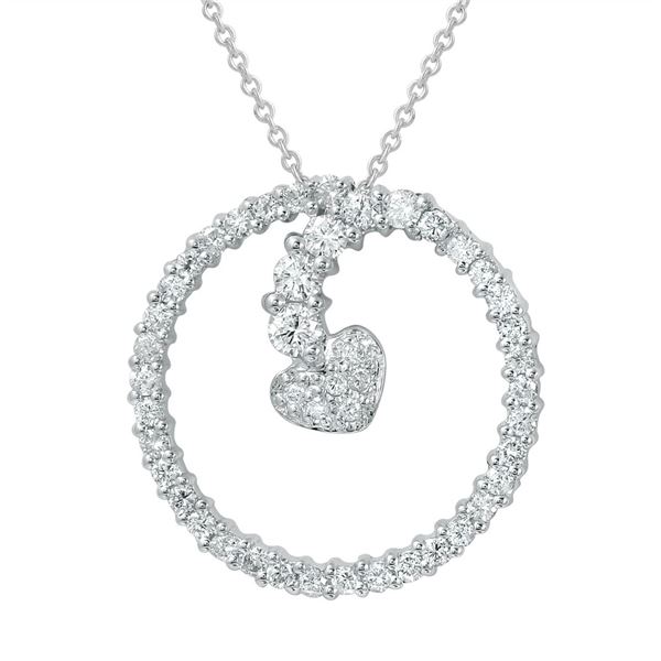 Natural 0.70 CTW Diamond Necklace 14K White Gold - REF-69H3W