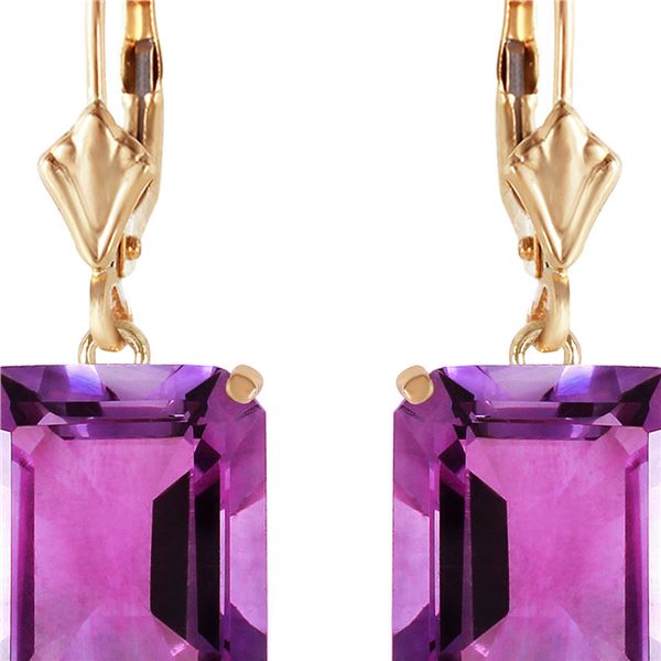 Genuine 13 ctw Amethyst Earrings 14KT Yellow Gold - REF-54W2Y