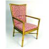 Image 2 : FOUR GOLD-PAINTED FAUX-BAMBOO UPHOLSTERED ARMCHAIRS