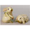 Image 1 : A GROUP OF TWO HAND-PAINTED YELLOW-DECORATED PORCELAIN RABBITS