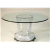 Image 1 : A FROSTED GLASS OAK LEAF CIRCULAR  CENTER TABLE