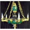 Image 1 : AN EMPIRE MALACHITE-VENEERED ORMOLU-MOUNTED FIVE-LIGHT CHANDELIER