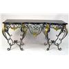 Image 1 : A BAROQUE STYLE BRASS-MOUNTED STEEL AND MARBLE VENEERED TOP SERPENTINE-FRONT CONSOLE