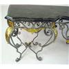 Image 2 : A BAROQUE STYLE BRASS-MOUNTED STEEL AND MARBLE VENEERED TOP SERPENTINE-FRONT CONSOLE