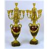 Image 1 : A PAIR OF NEOCLASSICAL-STYLE GILT-DECORATED BRASS MOUNTED MARBLE SIX-LIGHT CANDELABRA