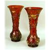 Image 1 : A PAIR OF RUBY GLASS PARCEL-GILT DECORATED VASES