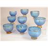Image 1 : A GROUP OF NINE BLUE ART GLASS GILT DECORATED  FOOTED BOWLS