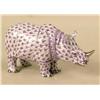 Image 4 : FOUR HAND-PAINTED PORCELAIN RHINOCEROSES