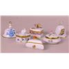 Image 1 : A GROUP OF FOUR HAND-PAINTED PORCELAIN FLORAL-MOTIF COVERED SMALL BOXES