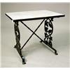 Image 1 : A BLACK-PAINTED MARBLE-INSET CAST-IRON SIDE TABLE