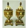 Image 1 : A PAIR OF REGENCY STYLE GILT-METAL MOUNTED MAHOGANY URNS