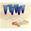 Image 1 : A GROUP OF SIX BLUE CUT TO CLEAR WINE GLASSES