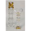 Image 1 : TWO PARCEL-GILT COLORLESS GLASS COLUMNAR-FORM SCULPTURES
