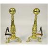 Image 1 : A PAIR OF CLASSICAL STYLE CAST-BRASS AND WROUGHT-IRON ANDIRONS