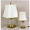 Image 1 : TWO BRASS MOUNTED CUT CRYSTAL LAMPS