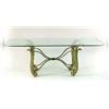 Image 2 : A NEOCLASSICAL STYLE WHITE-PAINTED ACANTHUS CARVED WOOD AND STEEL GLASS TOP DINING TABLE