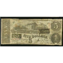 1863 $5 T60 Confederate States of America Note