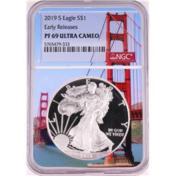 2019-S $1 Proof American Silver Eagle Coin NGC PF69 Ultra Cameo Bridge Core